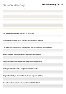 Vorschau Schreibübung Sütterlin-Zahlen und Zeichen